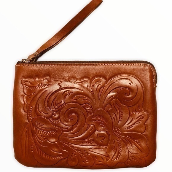 PATRICIA NASH embossed leather wristlet wallet
